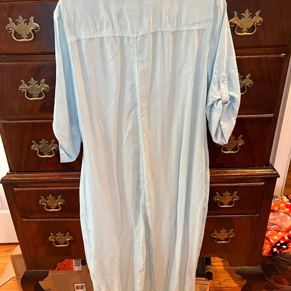 Chico's Maxi Pocket Shirt Dress Sky Blue Size 2 NWOT - Picture 6 of 6